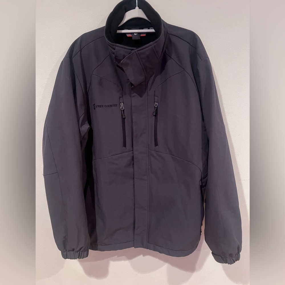 Free Country Mens Size Large Coat Zip Med Weight Lined Jacket Grey